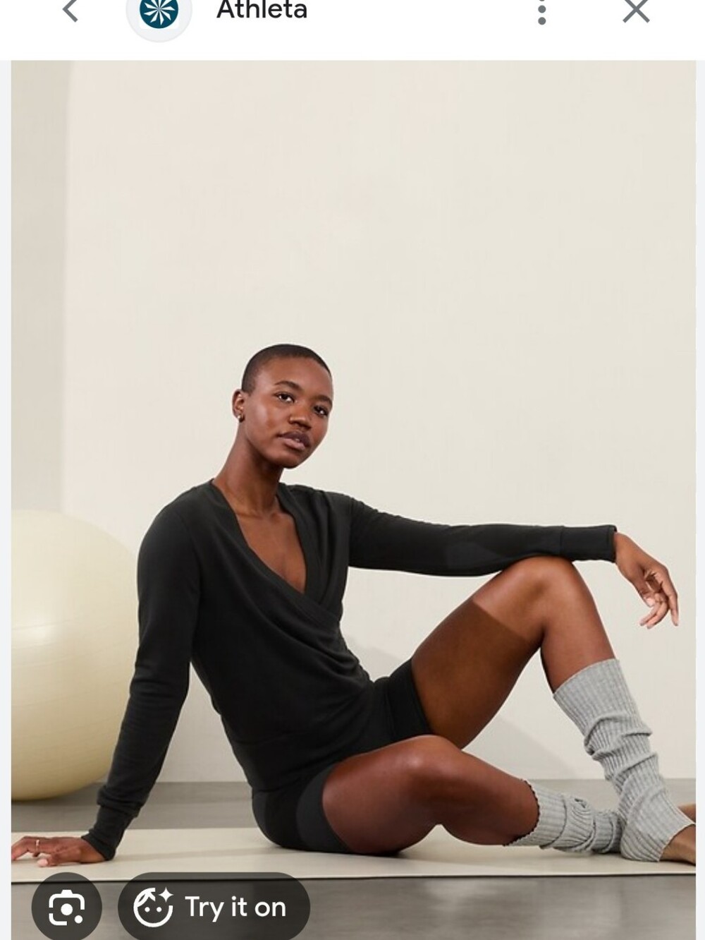Athleta Black Draped Wrap Pullover Recharge ZSweatshirt Size 3X